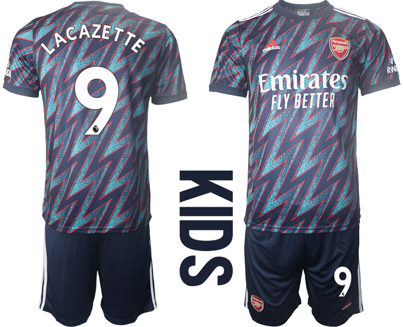 Youth 2021-2022 Club Arsenal away blue #9 Soccer Jersey